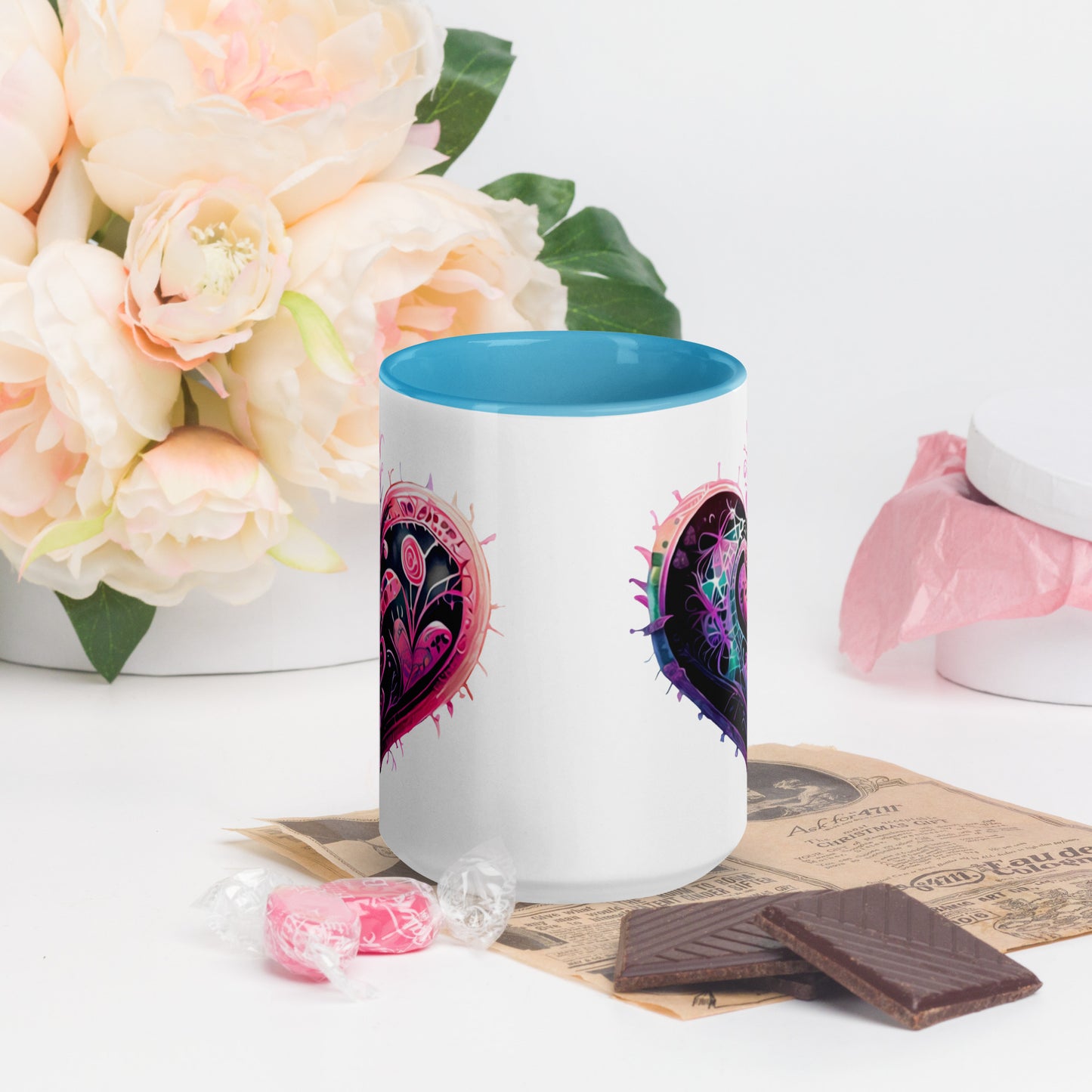 Stitched Hearts Romantic Mug