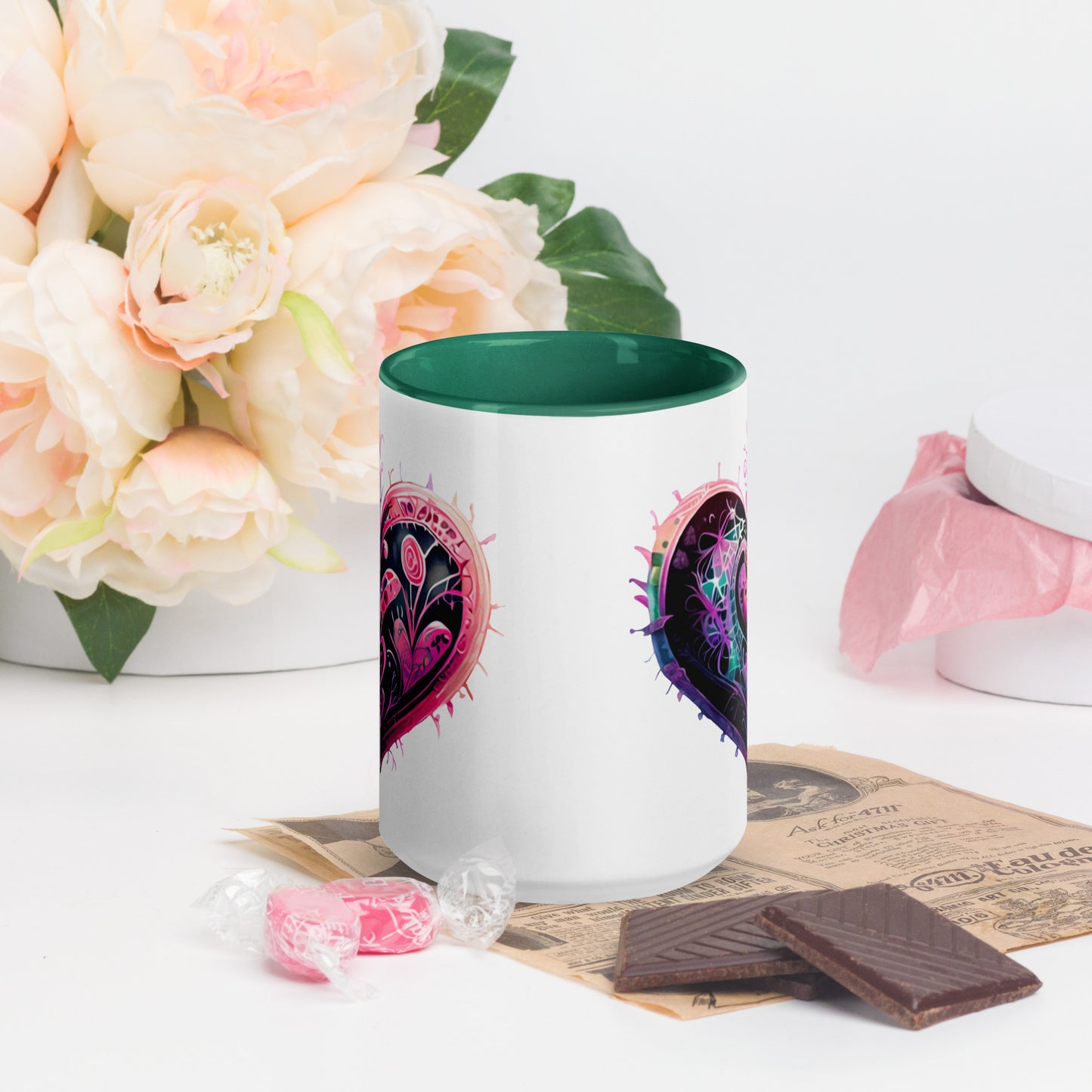 Stitched Hearts Romantic Mug