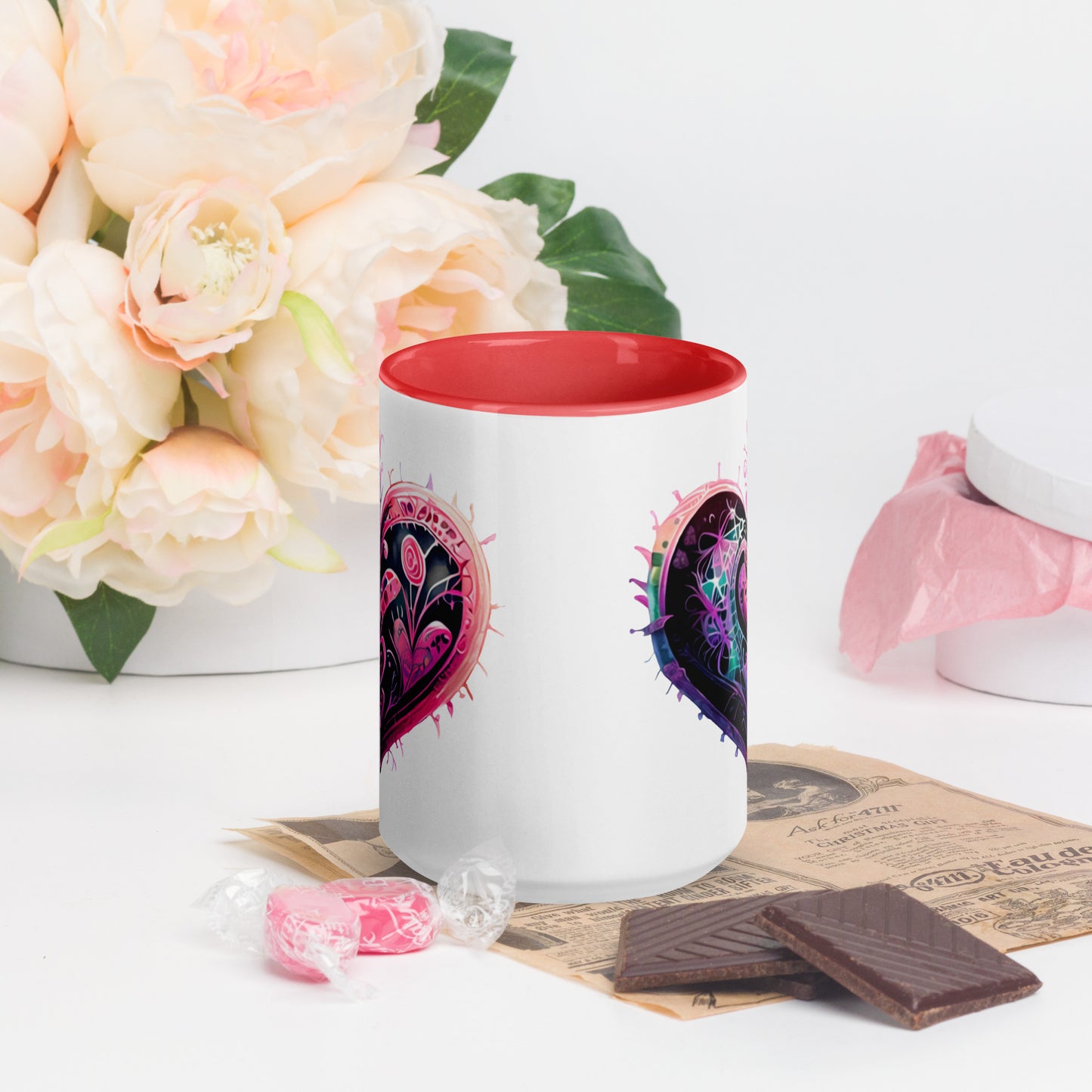 Stitched Hearts Romantic Mug