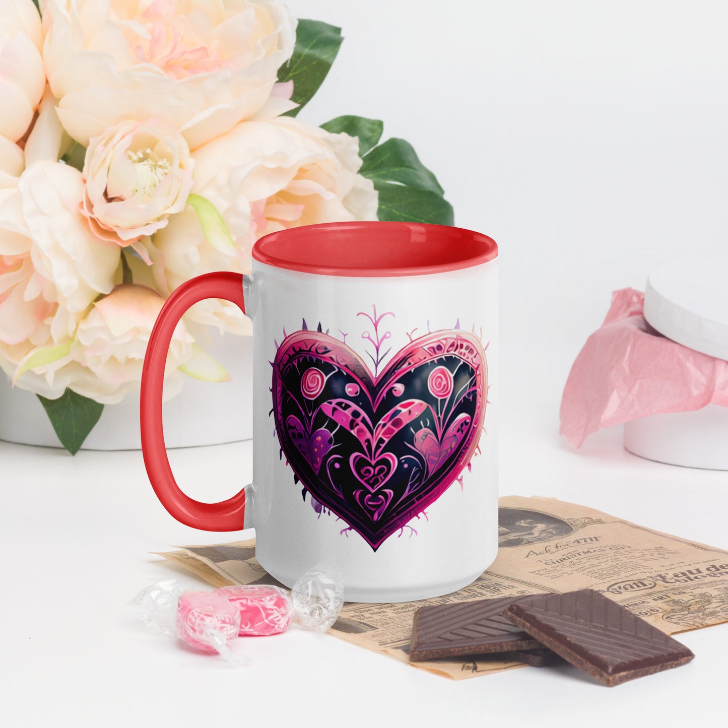 Stitched Hearts Romantic Mug