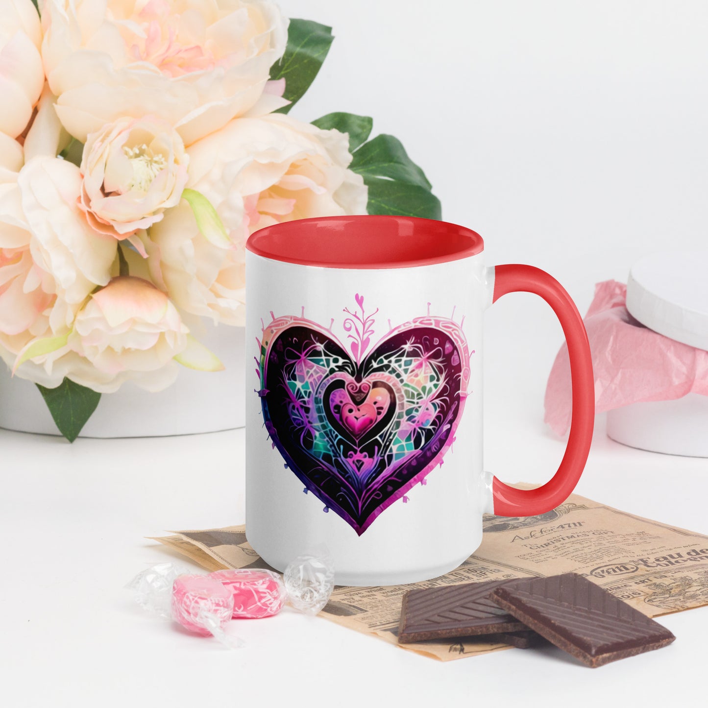 Stitched Hearts Romantic Mug