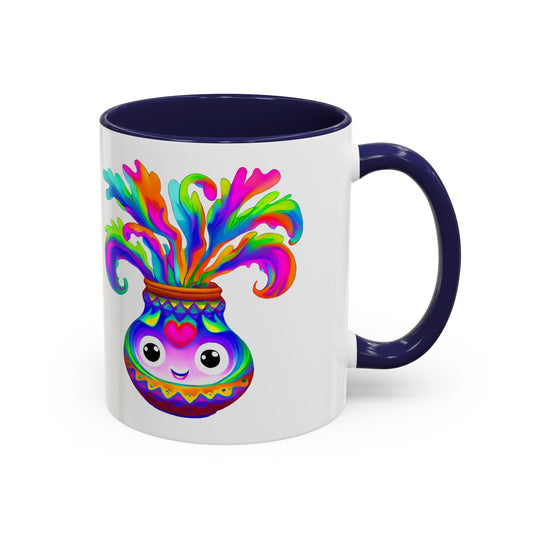 Coffee Mug - Cute Happy Tyedye Chibi Plants Design, 11 or 15oz